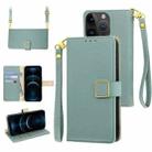 For iPhone 12 Pro Max Crossbody Litchi Texture Square Buckle Leather Phone Case(Blue) - 1