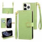 For iPhone 11 Pro Max Crossbody Litchi Texture Square Buckle Leather Phone Case(Green) - 1