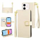 For iPhone 11 Crossbody Litchi Texture Square Buckle Leather Phone Case(White) - 1