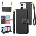 For iPhone 11 Crossbody Litchi Texture Square Buckle Leather Phone Case(Black) - 1