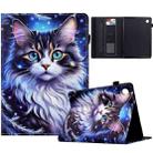 For Samsung Galaxy Tab A9 Painted Pattern Leather Tablet Case(Tabby Cat) - 1