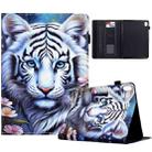 For iPad 10.9 2022 Painted Pattern Leather Tablet Case(White Tiger) - 1