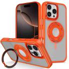 For iPhone 16 Pro Max Skin Feel Matte 360 Degree Rotating Silicone Ring Holder Phone Case(Orange) - 1