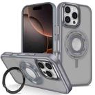 For iPhone 16 Pro Max Skin Feel Matte 360 Degree Rotating Silicone Ring Holder Phone Case(Grey) - 1