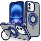 For iPhone 16 Plus Skin Feel Matte 360 Degree Rotating Silicone Ring Holder Phone Case(Royal Blue) - 1