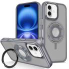 For iPhone 16 Plus Skin Feel Matte 360 Degree Rotating Silicone Ring Holder Phone Case(Grey) - 1