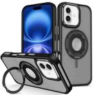 For iPhone 16 Plus Skin Feel Matte 360 Degree Rotating Silicone Ring Holder Phone Case(Black) - 1