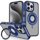 For iPhone 15 Pro Max Skin Feel Matte 360 Degree Rotating Silicone Ring Holder Phone Case(Royal Blue) - 1