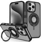 For iPhone 15 Pro Max Skin Feel Matte 360 Degree Rotating Silicone Ring Holder Phone Case(Black) - 1