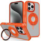 For iPhone 15 Pro Skin Feel Matte 360 Degree Rotating Silicone Ring Holder Phone Case(Orange) - 1