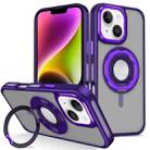 For iPhone 14 Skin Feel Matte 360 Degree Rotating Silicone Ring Holder Phone Case(Purple) - 1