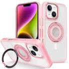 For iPhone 14 Skin Feel Matte 360 Degree Rotating Silicone Ring Holder Phone Case(Pink) - 1