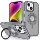 For iPhone 14 Skin Feel Matte 360 Degree Rotating Silicone Ring Holder Phone Case(Grey) - 1