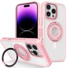 For iPhone 14 Pro Skin Feel Matte 360 Degree Rotating Silicone Ring Holder Phone Case(Pink) - 1