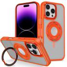 For iPhone 14 Pro Max Skin Feel Matte 360 Degree Rotating Silicone Ring Holder Phone Case(Orange) - 1