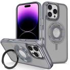 For iPhone 14 Pro Max Skin Feel Matte 360 Degree Rotating Silicone Ring Holder Phone Case(Grey) - 1