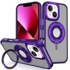 For iPhone 13 Skin Feel Matte 360 Degree Rotating Silicone Ring Holder Phone Case(Purple) - 1