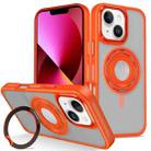 For iPhone 13 Skin Feel Matte 360 Degree Rotating Silicone Ring Holder Phone Case(Orange) - 1