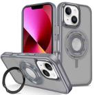 For iPhone 13 Skin Feel Matte 360 Degree Rotating Silicone Ring Holder Phone Case(Grey) - 1