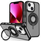 For iPhone 13 Skin Feel Matte 360 Degree Rotating Silicone Ring Holder Phone Case(Black) - 1