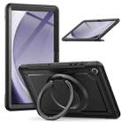 For Samsung Galaxy Tab A9+ Honeycomb Hybrid Tablet Case with Handle Holder & Strap(Black) - 1
