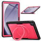 For Samsung Galaxy Tab A9+ Honeycomb Hybrid Tablet Case with Handle Holder & Strap(Rose Red) - 1