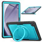 For Samsung Galaxy Tab A9+ Honeycomb Hybrid Tablet Case with Handle Holder & Strap(Light Blue) - 1