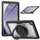 For Samsung Galaxy Tab A9+ Honeycomb Hybrid Tablet Case with Handle Holder & Strap(Transparent) - 1