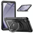 For Samsung Galaxy Tab A9 Honeycomb Hybrid Tablet Case with Handle Holder & Strap(Black) - 1