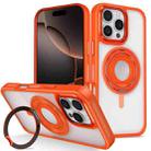 For iPhone 16 Pro Max Skin Feel Transparent 360 Degree Rotating Silicone Ring Holder Phone Case(Orange) - 1