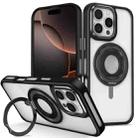 For iPhone 16 Pro Max Skin Feel Transparent 360 Degree Rotating Silicone Ring Holder Phone Case(Black) - 1