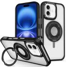 For iPhone 16 Plus Skin Feel Transparent 360 Degree Rotating Silicone Ring Holder Phone Case(Black) - 1