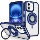 For iPhone 16 Skin Feel Transparent 360 Degree Rotating Silicone Ring Holder Phone Case(Royal Blue) - 1