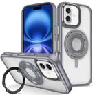 For iPhone 16 Skin Feel Transparent 360 Degree Rotating Silicone Ring Holder Phone Case(Grey) - 1