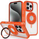 For iPhone 15 Pro Skin Feel Transparent 360 Degree Rotating Silicone Ring Holder Phone Case(Orange) - 1