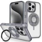 For iPhone 15 Pro Skin Feel Transparent 360 Degree Rotating Silicone Ring Holder Phone Case(Grey) - 1