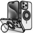 For iPhone 15 Pro Skin Feel Transparent 360 Degree Rotating Silicone Ring Holder Phone Case(Black) - 1