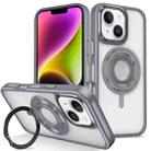 For iPhone 14 Skin Feel Transparent 360 Degree Rotating Silicone Ring Holder Phone Case(Grey) - 1