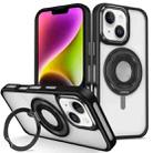 For iPhone 14 Skin Feel Transparent 360 Degree Rotating Silicone Ring Holder Phone Case(Black) - 1