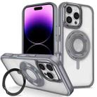 For iPhone 14 Pro Skin Feel Transparent 360 Degree Rotating Silicone Ring Holder Phone Case(Grey) - 1