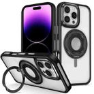 For iPhone 14 Pro Skin Feel Transparent 360 Degree Rotating Silicone Ring Holder Phone Case(Black) - 1