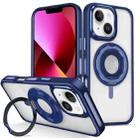 For iPhone 13 Skin Feel Transparent 360 Degree Rotating Silicone Ring Holder Phone Case(Royal Blue) - 1