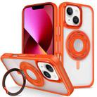 For iPhone 13 Skin Feel Transparent 360 Degree Rotating Silicone Ring Holder Phone Case(Orange) - 1