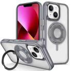 For iPhone 13 Skin Feel Transparent 360 Degree Rotating Silicone Ring Holder Phone Case(Grey) - 1