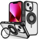 For iPhone 13 Skin Feel Transparent 360 Degree Rotating Silicone Ring Holder Phone Case(Black) - 1