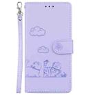 For iPhone 16 Pro Max Cute Cats RFID Leather Phone Case(Purple) - 2