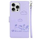 For iPhone 16 Pro Max Cute Cats RFID Leather Phone Case(Purple) - 3