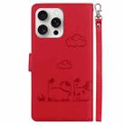 For iPhone 16 Pro Max Cute Cats RFID Leather Phone Case(Red) - 3