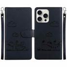 For iPhone 16 Pro Max Cute Cats RFID Leather Phone Case(Black) - 1