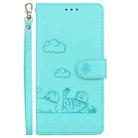 For iPhone 16 Pro Cute Cats RFID Leather Phone Case(Green) - 2